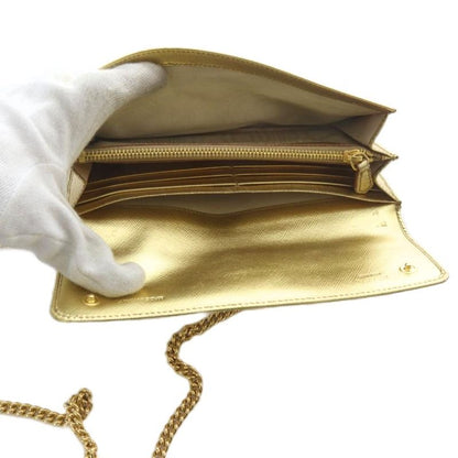 Prada Wallet Bag Shoulder Bag One Shoulder Crossbody Chain Gold Color Yo21 • OH