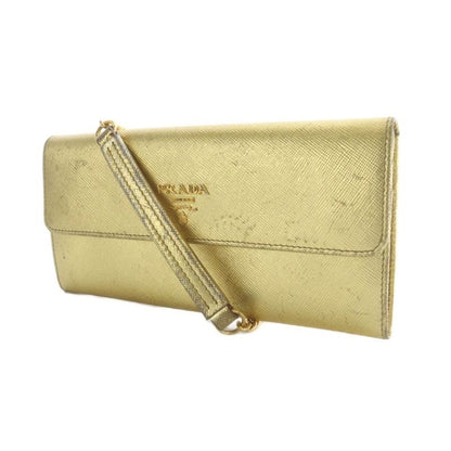 Prada Wallet Bag Shoulder Bag One Shoulder Crossbody Chain Gold Color Yo21 • OH