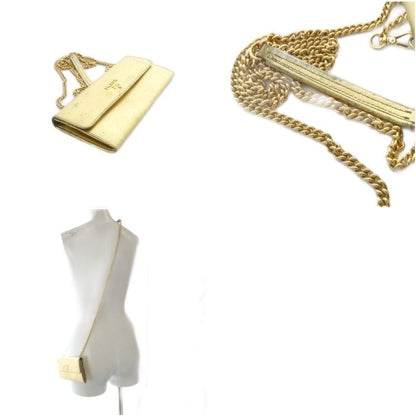 Prada Wallet Bag Shoulder Bag One Shoulder Crossbody Chain Gold Color Yo21 • OH
