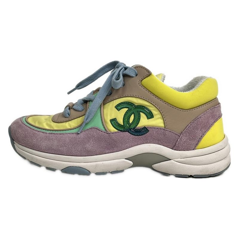 Chanel Sneakers 35 Women's - G34360 Yellow X Beige X Multi Insole Removable