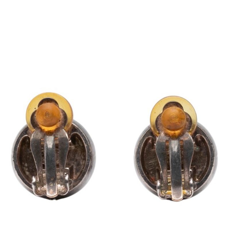 Chanel Vintage Logo Ball Motif Earring Silver Metal Women's Chanel