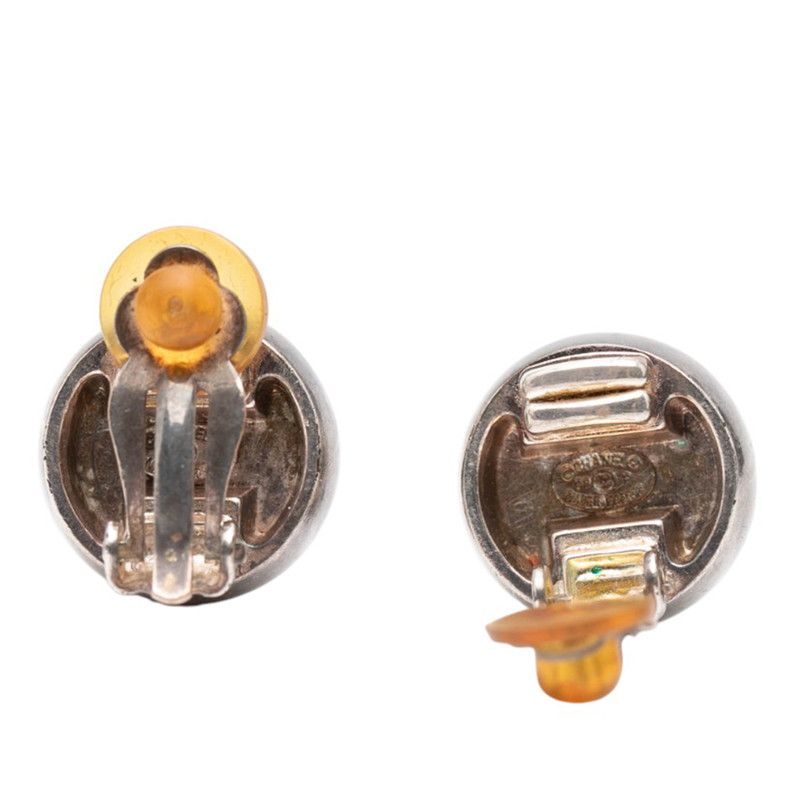 Chanel Vintage Logo Ball Motif Earring Silver Metal Women's Chanel