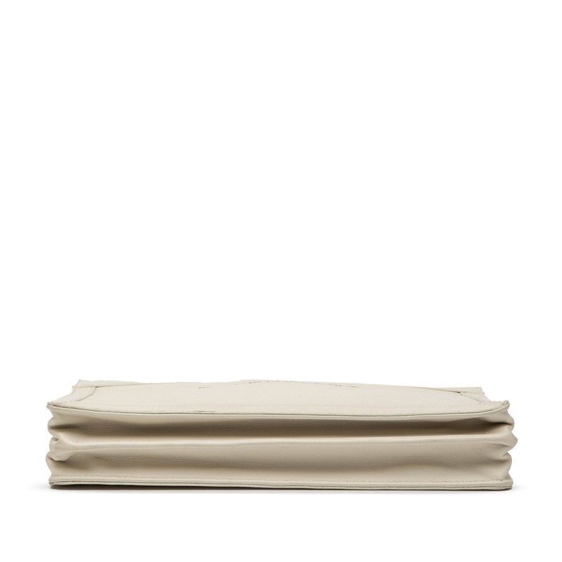 Balenciaga Navy Pochette Crossbody Shoulder Bag 339937 White Leather Women's