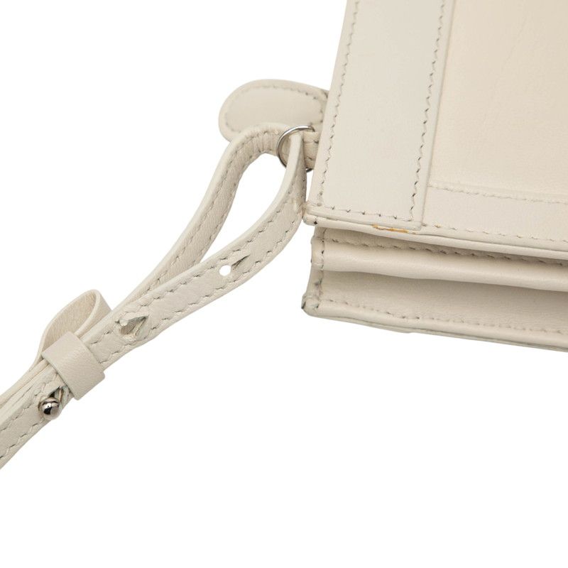 Balenciaga Navy Pochette Crossbody Shoulder Bag 339937 White Leather Women's