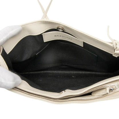 Balenciaga Navy Pochette Crossbody Shoulder Bag 339937 White Leather Women's