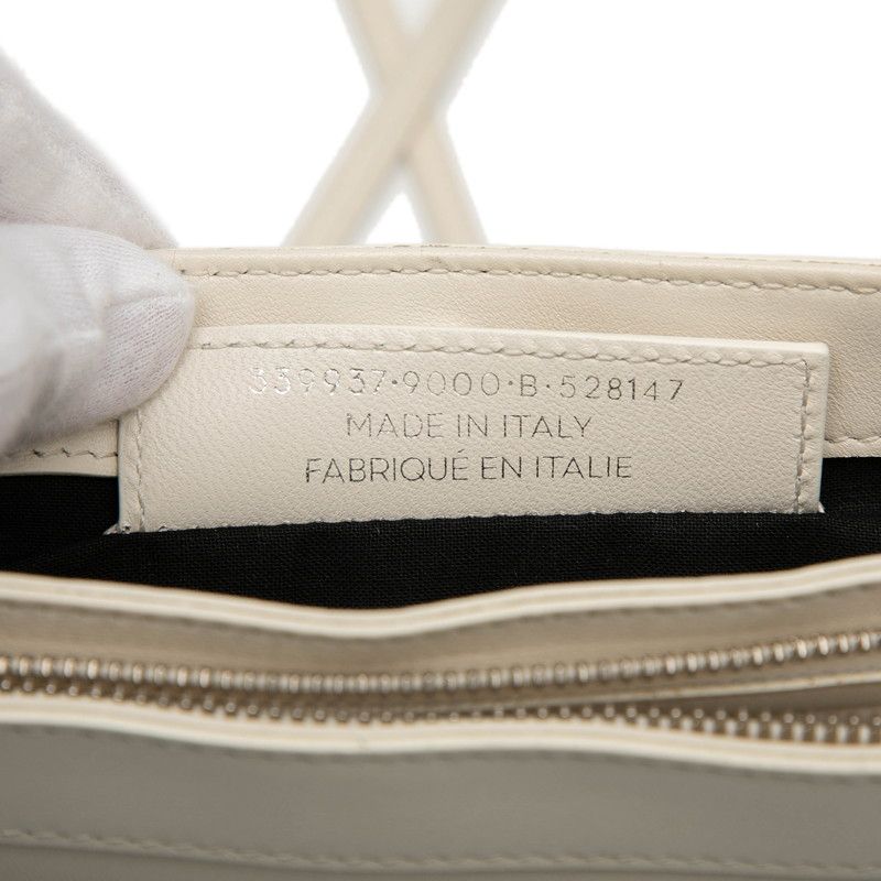 Balenciaga Navy Pochette Crossbody Shoulder Bag 339937 White Leather Women's