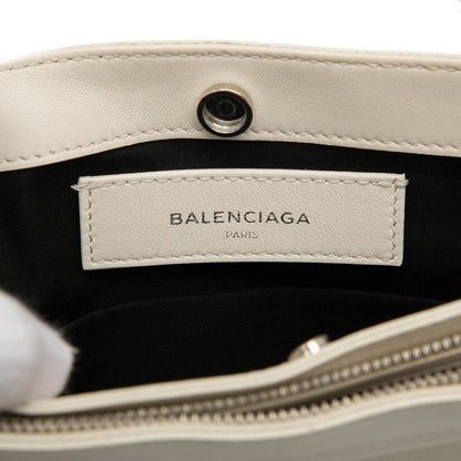 Balenciaga Navy Pochette Crossbody Shoulder Bag 339937 White Leather Women's