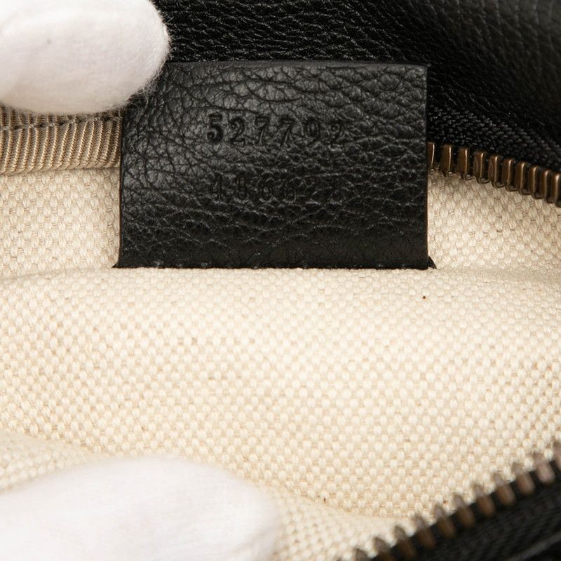 Gucci Logo Print Sherry Line Body Bag Waist Bag 527792 Black Leather Women's