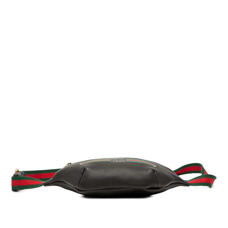 Gucci Logo Print Sherry Line Body Bag Waist Bag 527792 Black Leather Women's