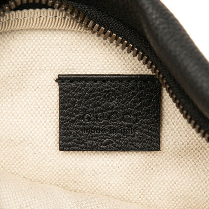 Gucci Logo Print Sherry Line Body Bag Waist Bag 527792 Black Leather Women's