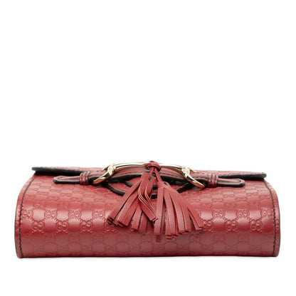 Gucci Micro Gucci Guccissima Horsebit Emily Shoulder Bag Crossbody 449636 Wine Red