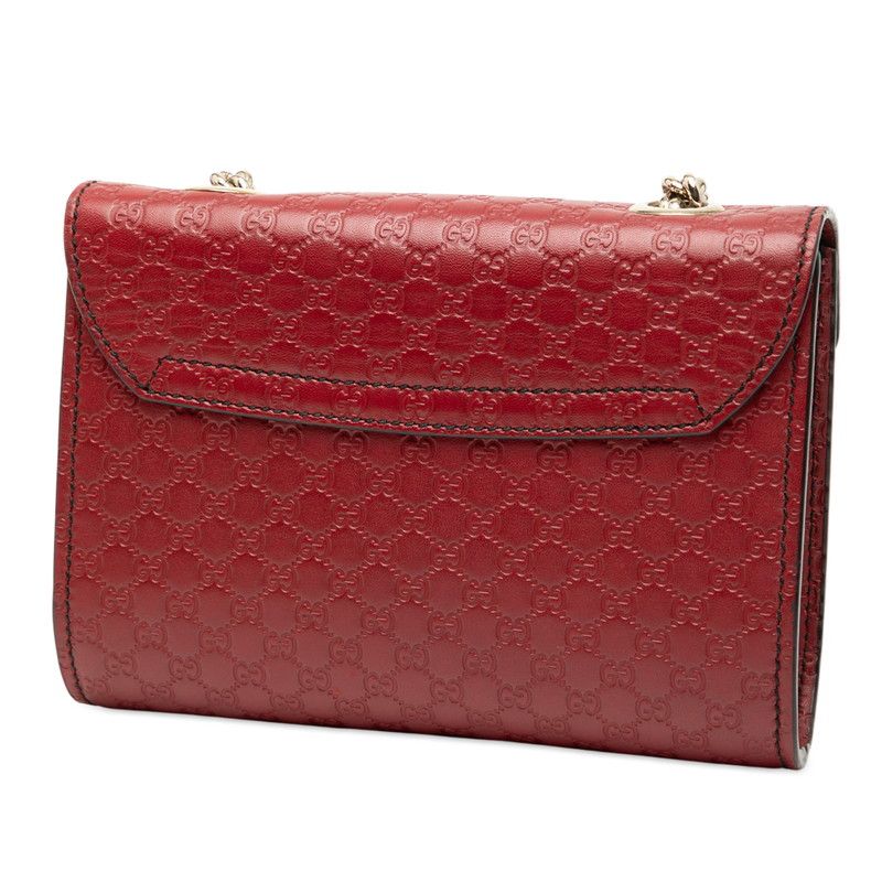 Gucci Micro Gucci Guccissima Horsebit Emily Shoulder Bag Crossbody 449636 Wine Red