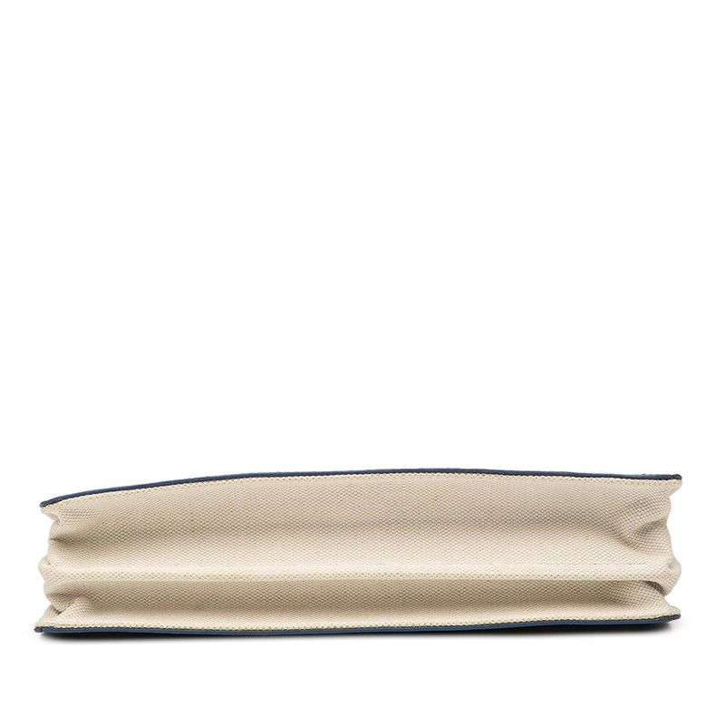 Balenciaga Logo Navy Pochette Crossbody Shoulder Bag 339937 Ivory Blue Canvas