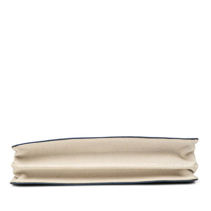 Balenciaga Logo Navy Pochette Crossbody Shoulder Bag 339937 Ivory Blue Canvas