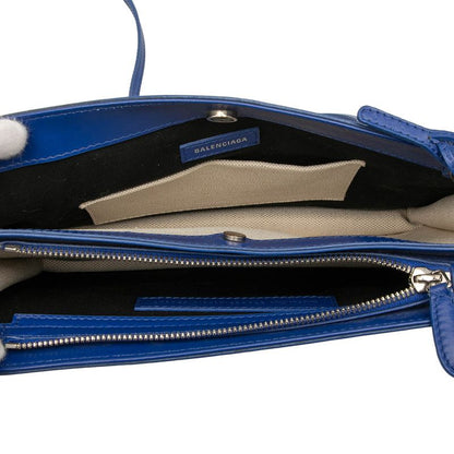 Balenciaga Logo Navy Pochette Crossbody Shoulder Bag 339937 Ivory Blue Canvas