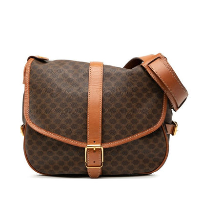 Celine Macadam Shoulder Bag Messenger Crossbody Brown PVC Leather Women's Celine