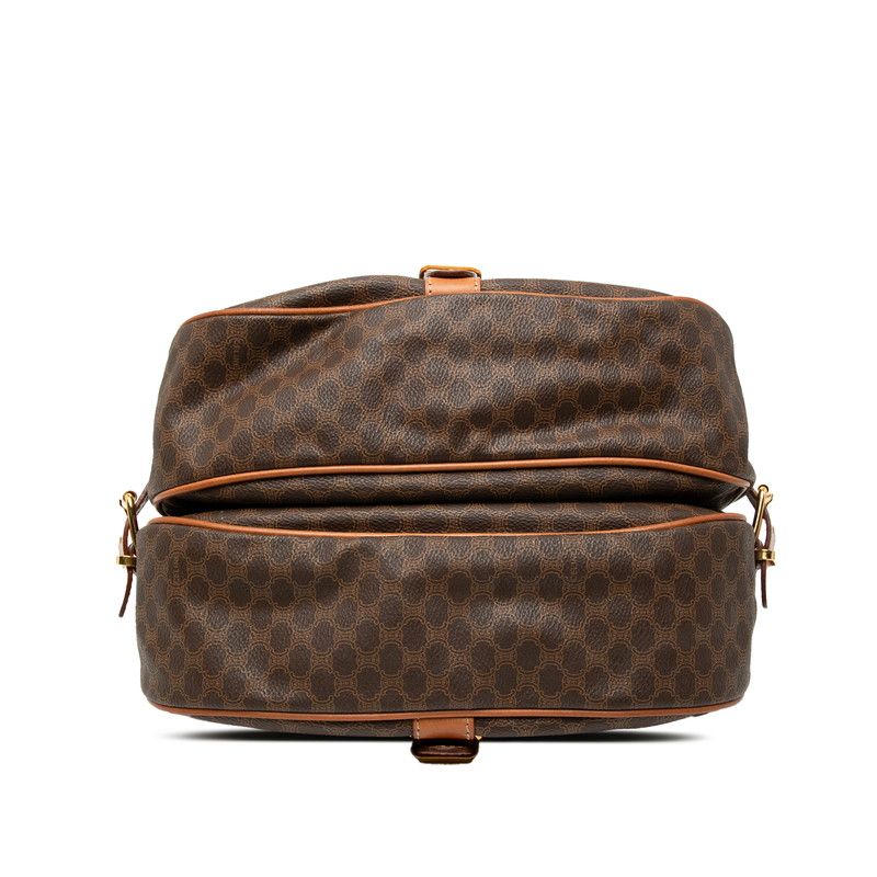 Celine Macadam Shoulder Bag Messenger Crossbody Brown PVC Leather Women's Celine