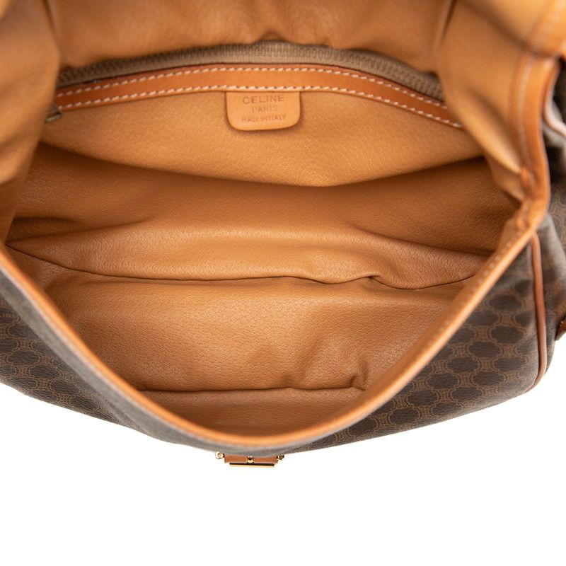 Celine Macadam Shoulder Bag Messenger Crossbody Brown PVC Leather Women's Celine