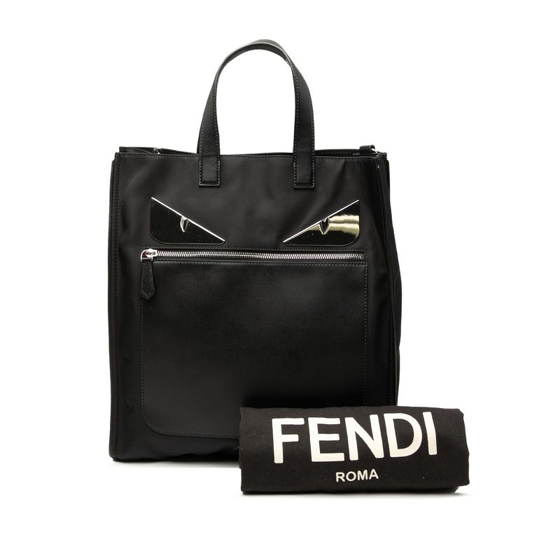 Fendi Bag Bugs Monster 7va367 Black Nylon Leather Women's Fendi