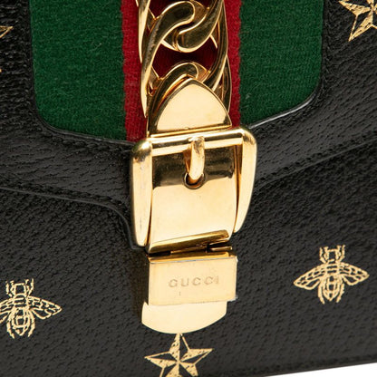 Gucci Sylvie Bee & Star 524405 Black Leather Women's Gucci