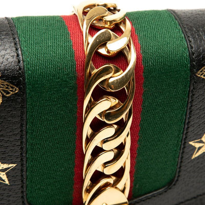 Gucci Sylvie Bee & Star 524405 Black Leather Women's Gucci