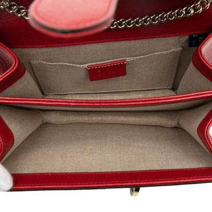 Gucci Interlocking G Crossbody Chain Shoulder Bag 510304 Red Leather Women's