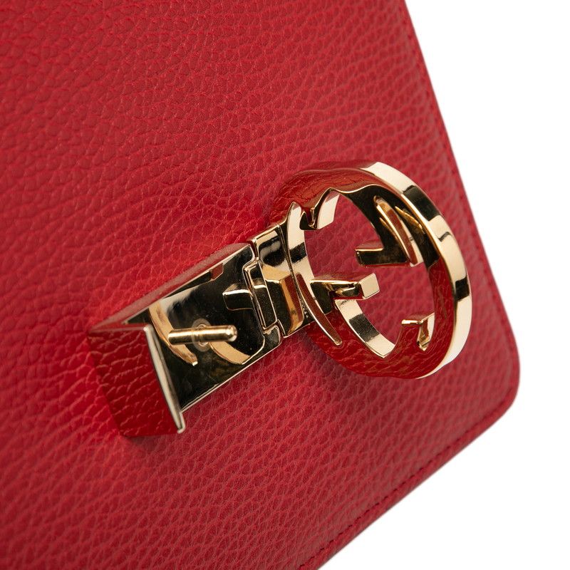 Gucci Interlocking G Crossbody Chain Shoulder Bag 510304 Red Leather Women's