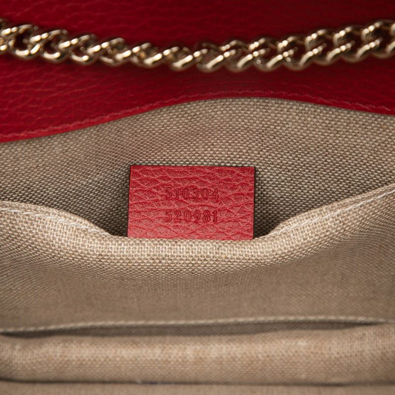 Gucci Interlocking G Crossbody Chain Shoulder Bag 510304 Red Leather Women's
