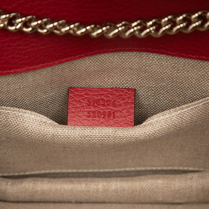 Gucci Interlocking G Crossbody Chain Shoulder Bag 510304 Red Leather Women's