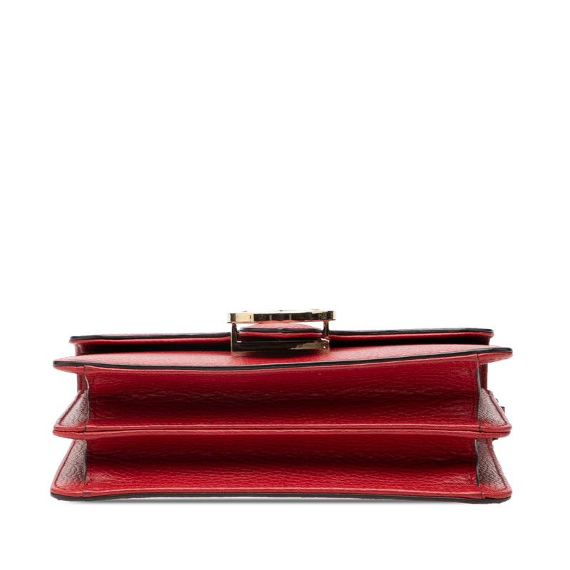 Gucci Interlocking G Crossbody Chain Shoulder Bag 510304 Red Leather Women's