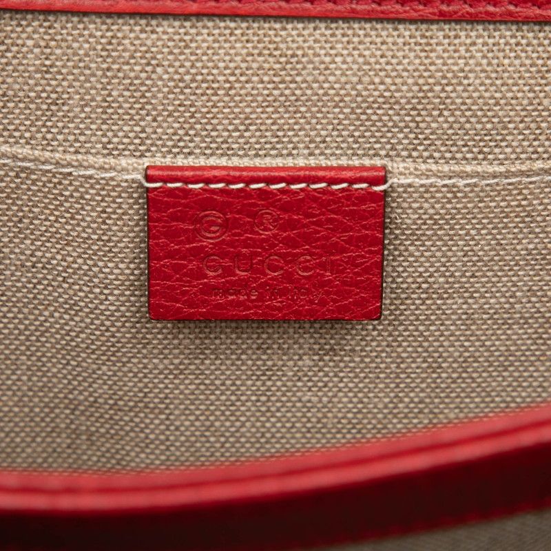 Gucci Interlocking G Crossbody Chain Shoulder Bag 510304 Red Leather Women's