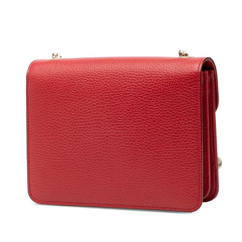 Gucci Interlocking G Crossbody Chain Shoulder Bag 510304 Red Leather Women's