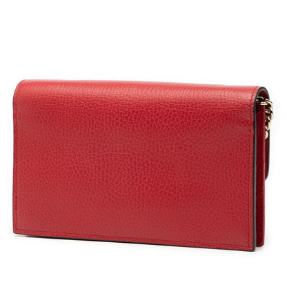 Gucci Interlocking G Crossbody Chain Wallet Shoulder Bag 510314 Red Leather
