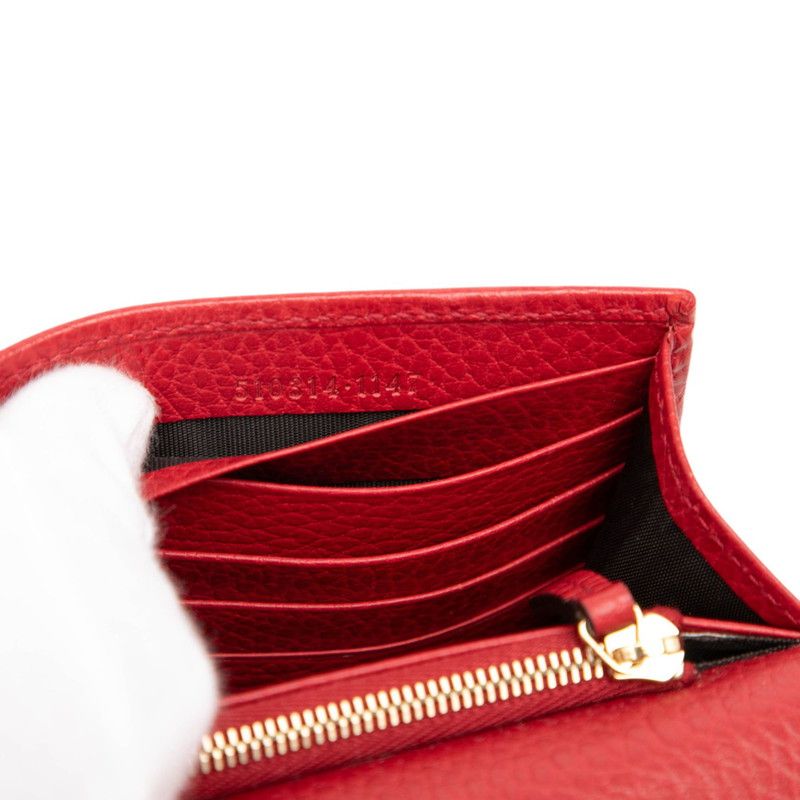 Gucci Interlocking G Crossbody Chain Wallet Shoulder Bag 510314 Red Leather