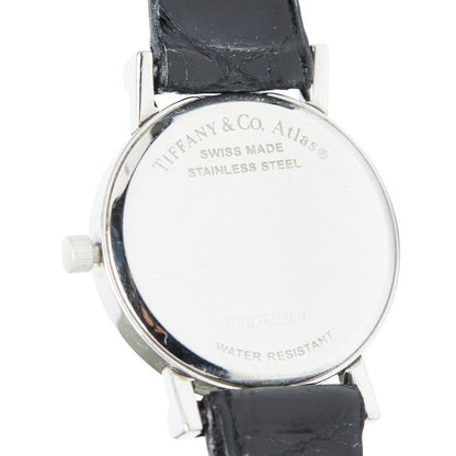 Tiffany & Co Atlas Belt (external Product) Silver Black Stainless Steel Leather