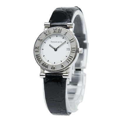 Tiffany & Co Atlas Belt (external Product) Silver Black Stainless Steel Leather