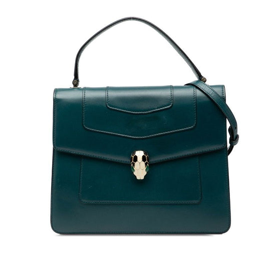 Bvlgari Serpenti Forever Handbag Shoulder Bag 2way Green Leather Ladies Bvlgari