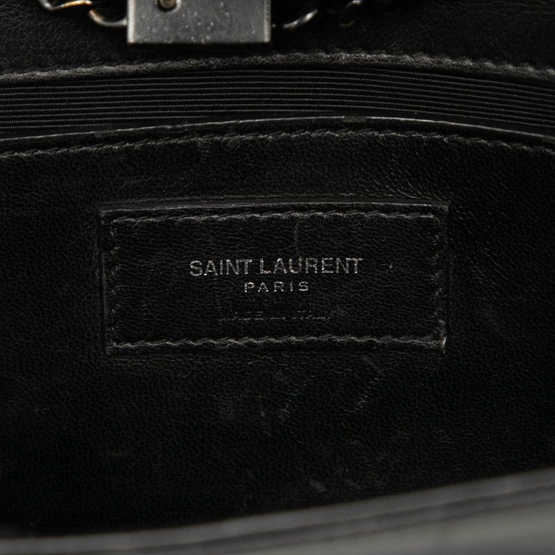 Saint Laurent YSL Logo Crossbody Chain Shoulder Bag Black Leather Women's Saint