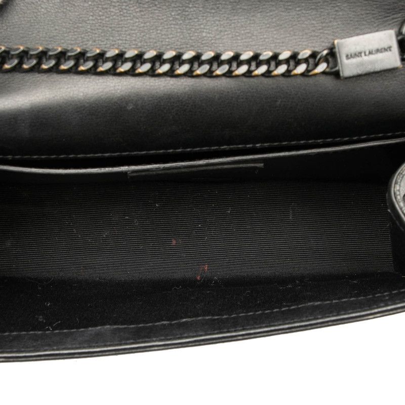 Saint Laurent YSL Logo Crossbody Chain Shoulder Bag Black Leather Women's Saint