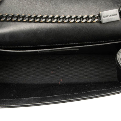 Saint Laurent YSL Logo Crossbody Chain Shoulder Bag Black Leather Women's Saint