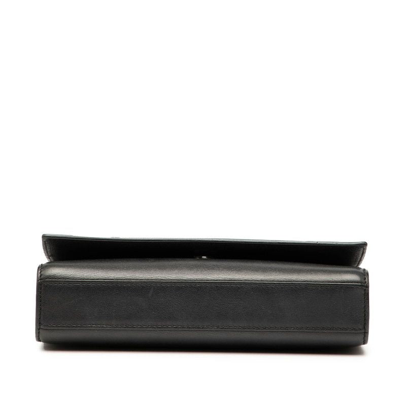 Saint Laurent YSL Logo Crossbody Chain Shoulder Bag Black Leather Women's Saint