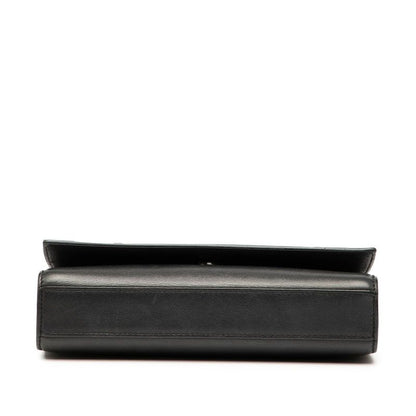 Saint Laurent YSL Logo Crossbody Chain Shoulder Bag Black Leather Women's Saint