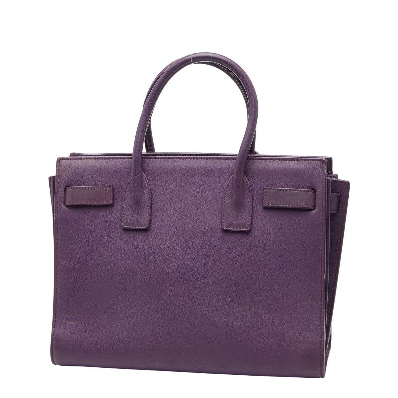 Saint Laurent Sac de Jour Nano Handbag Shoulder Bag 2way Purple Leather Women's