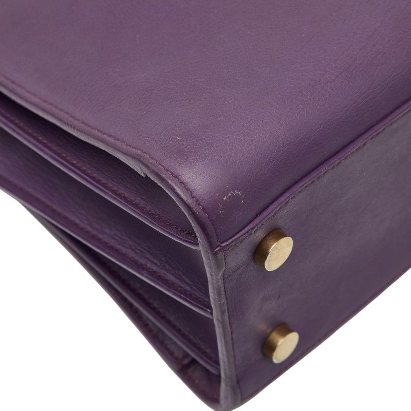 Saint Laurent Sac de Jour Nano Handbag Shoulder Bag 2way Purple Leather Women's