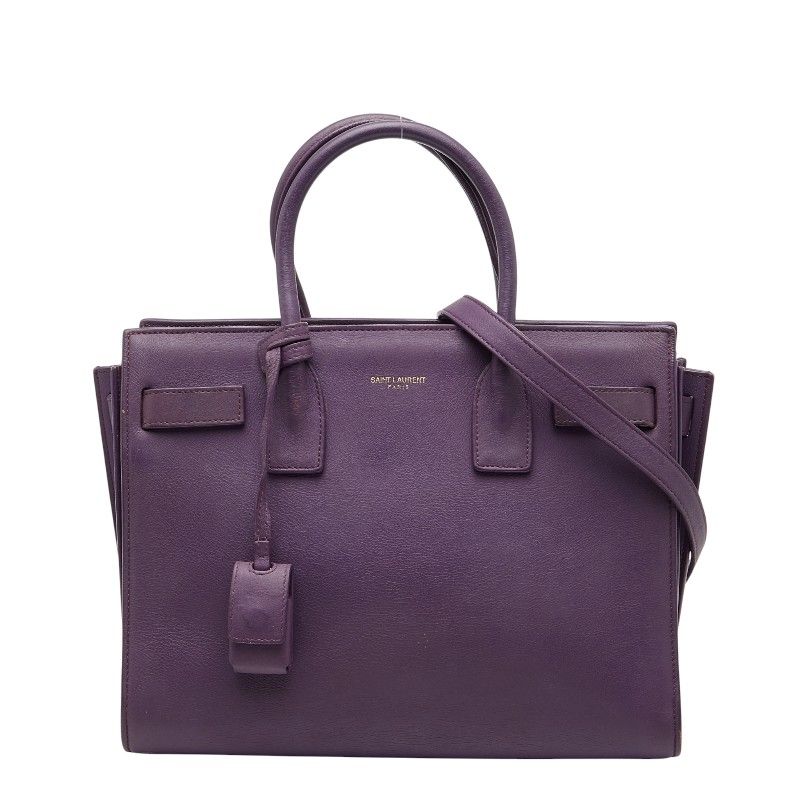 Saint Laurent Sac de Jour Nano Handbag Shoulder Bag 2way Purple Leather Women's
