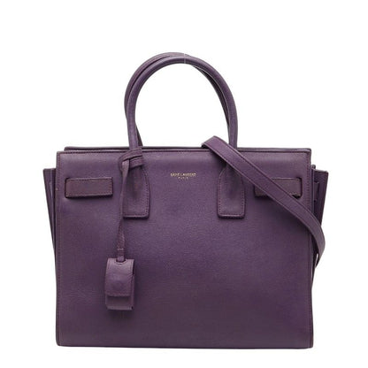 Saint Laurent Sac de Jour Nano Handbag Shoulder Bag 2way Purple Leather Women's