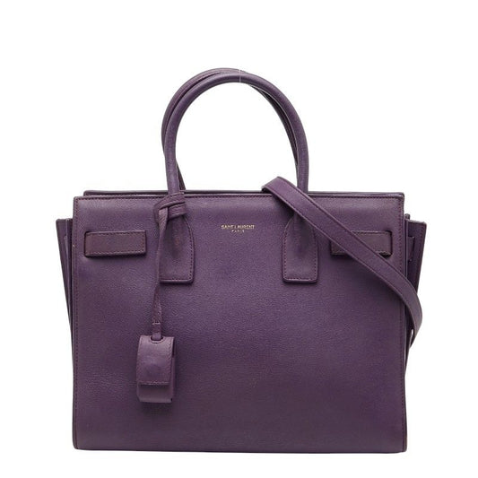 Saint Laurent Sac de Jour Nano Handbag Shoulder Bag 2way Purple Leather Women's