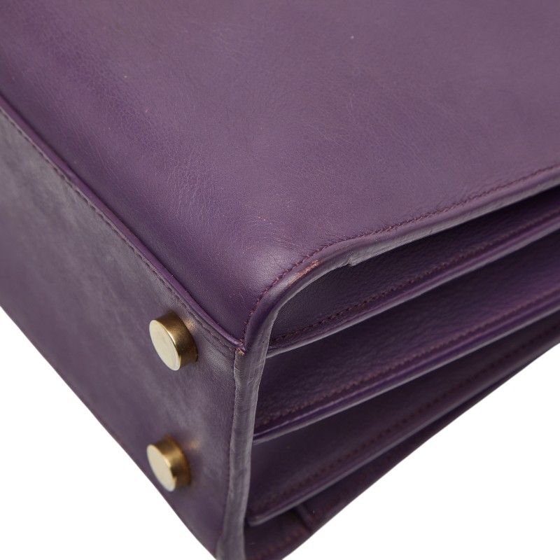 Saint Laurent Sac de Jour Nano Handbag Shoulder Bag 2way Purple Leather Women's