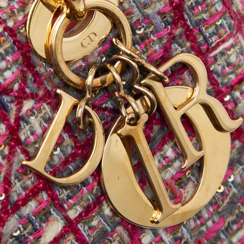 Dior Lady Dior Medium Handbag Shoulder Bag 2way Pink Tweed Leather Ladies Dior