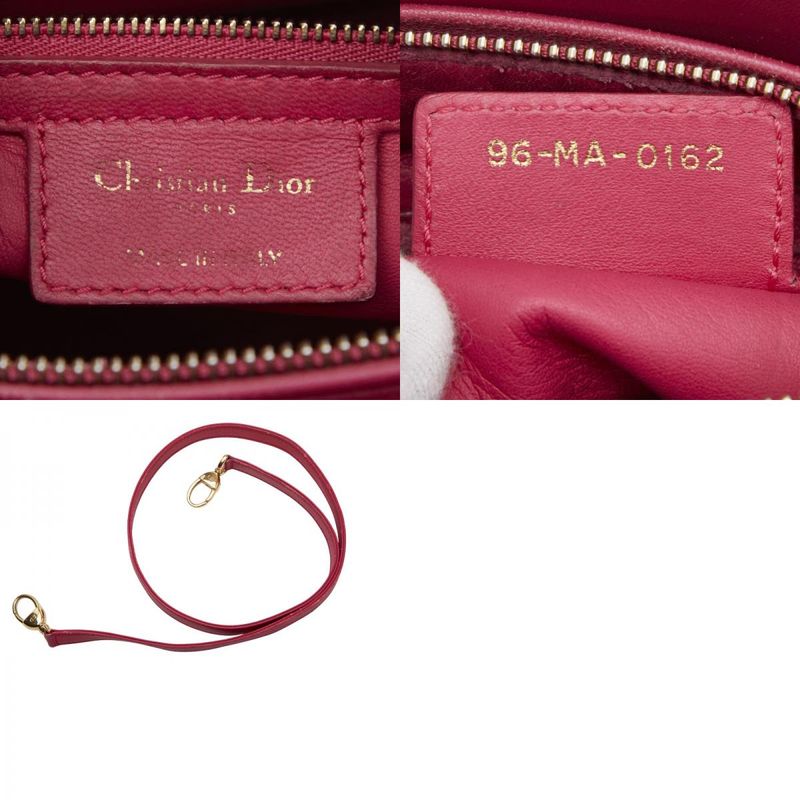 Dior Lady Dior Medium Handbag Shoulder Bag 2way Pink Tweed Leather Ladies Dior